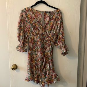 Petite floral ruched wrap dress size 4